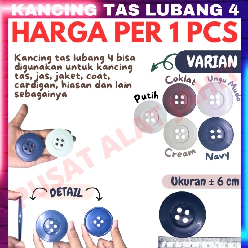 KANCING BULAT LOBANG LUBANG 4 EMPAT JUMBO BESAR GEDE BULAT AKSESORIS ACCESSORIES HIAS HIASAN BAJU AT