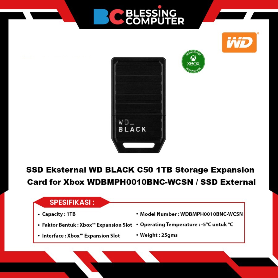 SSD Eksternal WD BLACK C50 1TB Storage Expansion Card for Xbox WDBMPH0010BNC-WCSN / SSD External