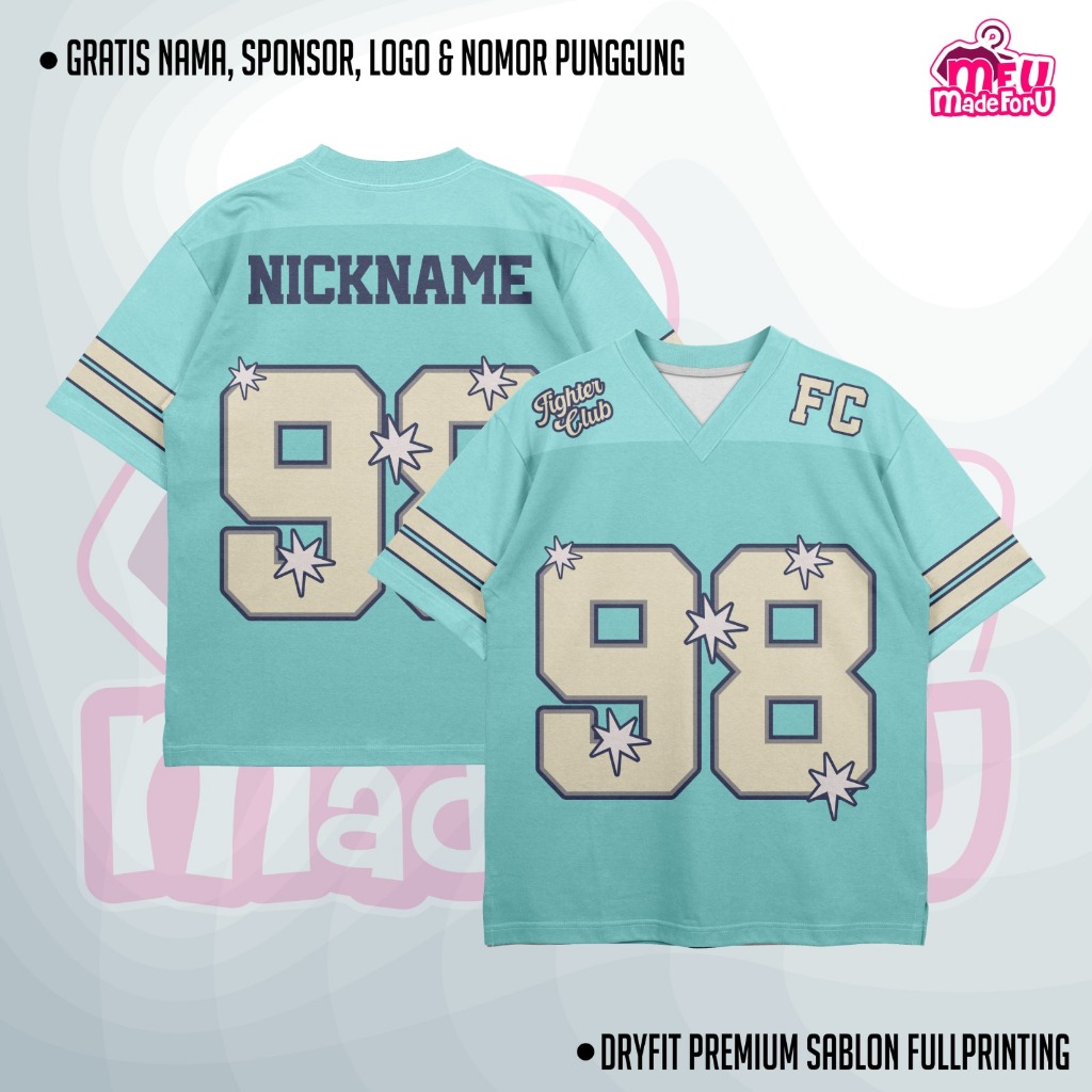 Jersey Baju Wanita/Pria FIGHTER CLUB FC  Edition TOSCA Custom Zumba, Badminton, Tennis, Futsal, Voll