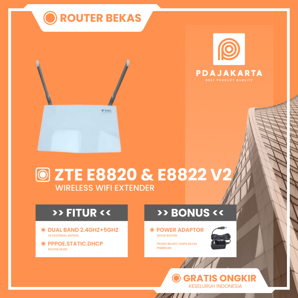 Router ZTE E8820 & E8822 V2 Gigabit Dual Band Wireless Router WiFi Bekas Original Bonus Adaptor