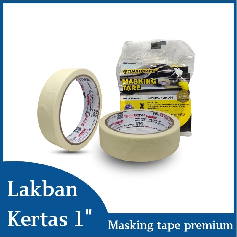 

Lakban kertas / masking tape 1 inch