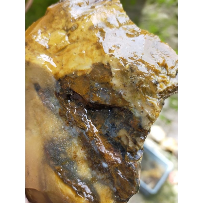 7 ons - Batu Kuning Garut Serat Tembaga - Solar Coklat Kristal Mantab Natural Murah