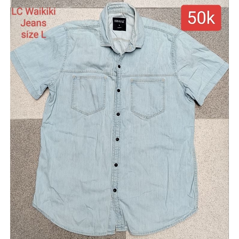Kemeja jeans denim pria size L LC Waikiki Jeans super like new