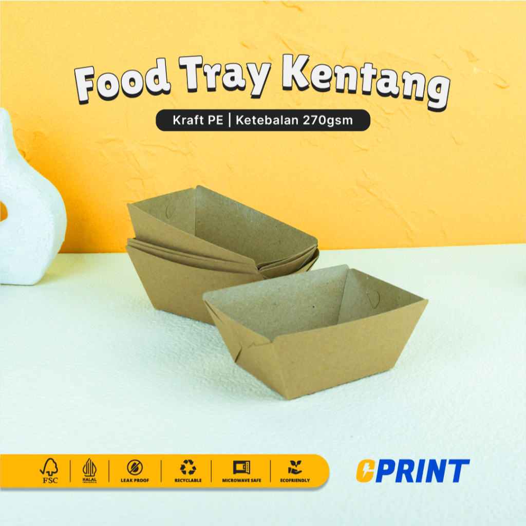 Paper Tray Kentang Kraft – Food Tray French Fries | Tahan Minyak & Food Grade