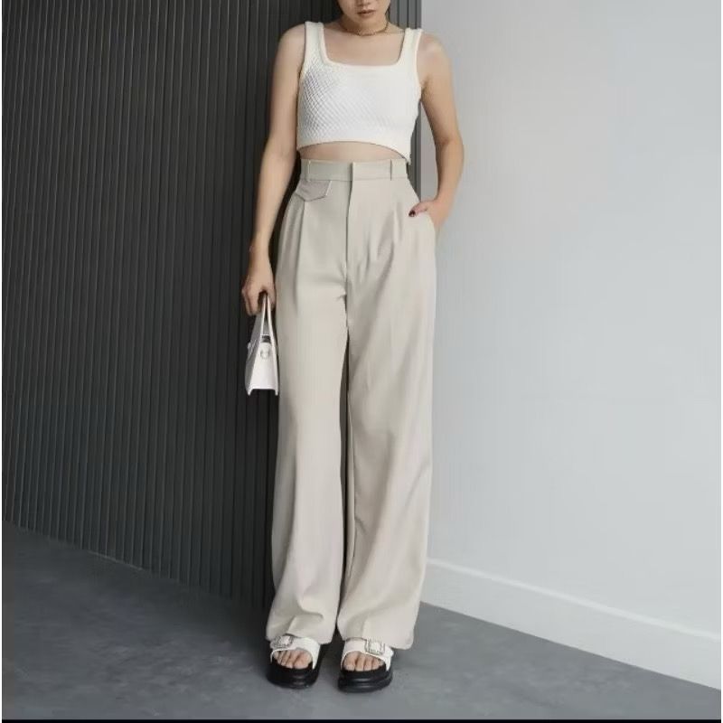 ORO PANTS - Oro Pants Highwaist - Celana Loose Pants Trouser Wanita - Oro Pants Yeona - Celana Kulot