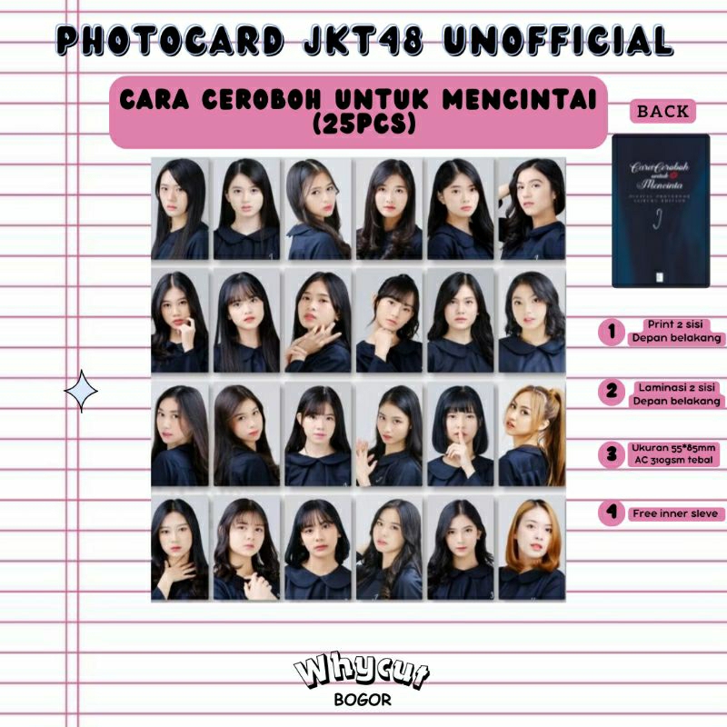 [25pcs] PHOTOCARD JKT48 CARA CEROBOH UNTUK MENCINTAIMU NEW ERA PRINT 2 SISI LAMINASI GLOSSY TEBAL AN