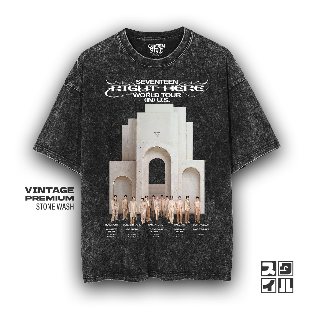 Kaos Oversize Stonewash Band "SEVENTEEN" | Kaos Washed | Kaos Vintage | Kaos Oversize Pria | Kaos Ov