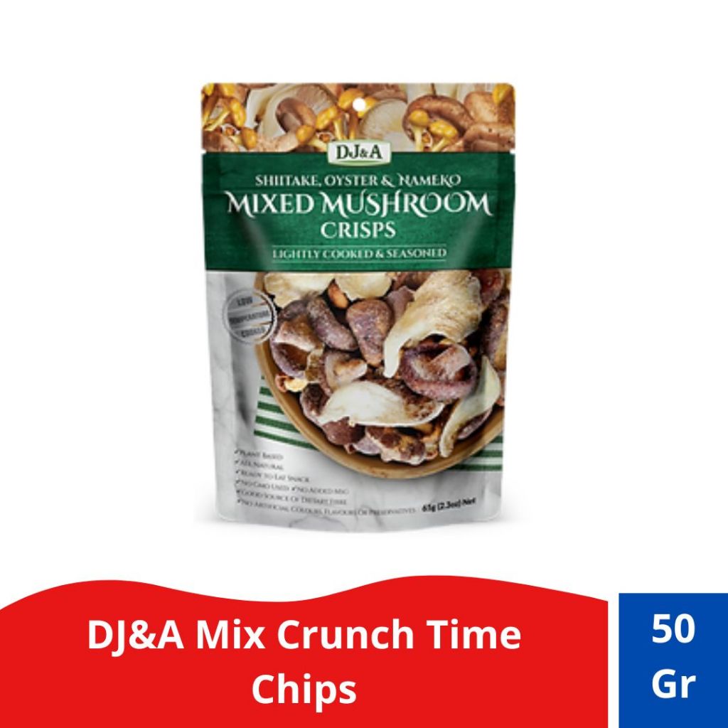 

DJ&A Mixed Mushroom Crips - Cemilan aneka jamur kering- Australia