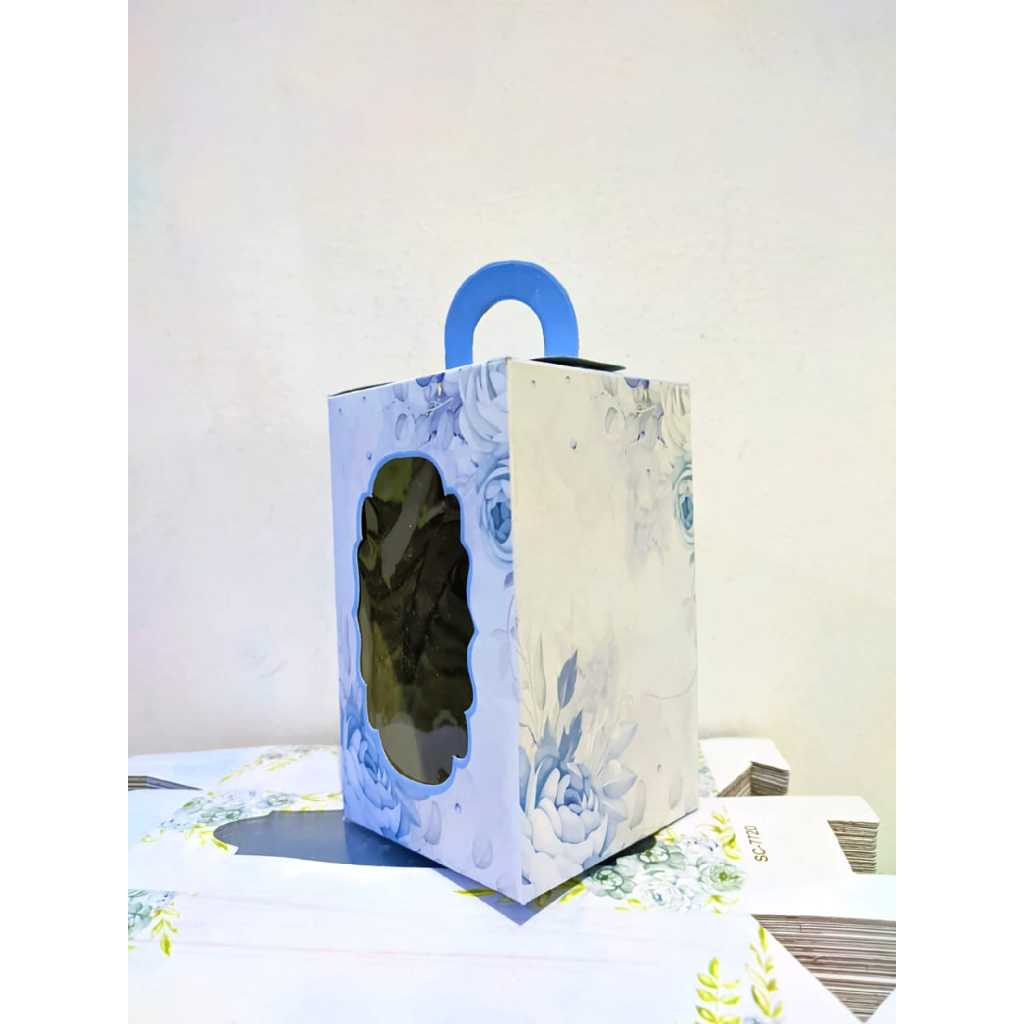 

BOX BOTOL GELAS SEDOTAN 9x9x15 SOUVENIR FLOWER BLUE SOFT NEW DUPLEX