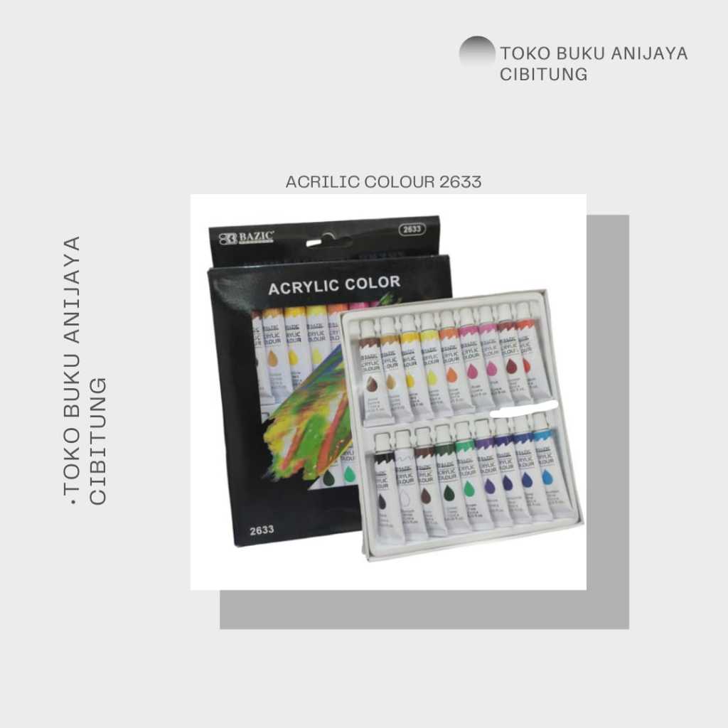

ACRYLIC COLOR/WATER COLOR MEREK BAZIC 2633 1SET ISI 18WARNA 12ML