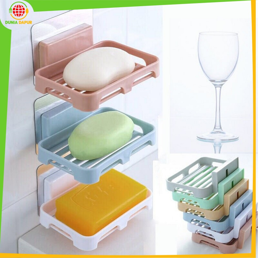 Rak Sabun Batang Dinding Tempel Tanpa Paku / Soap Rack / Kotak Penyimpanan Sabun Kamar Mandi Dunia D