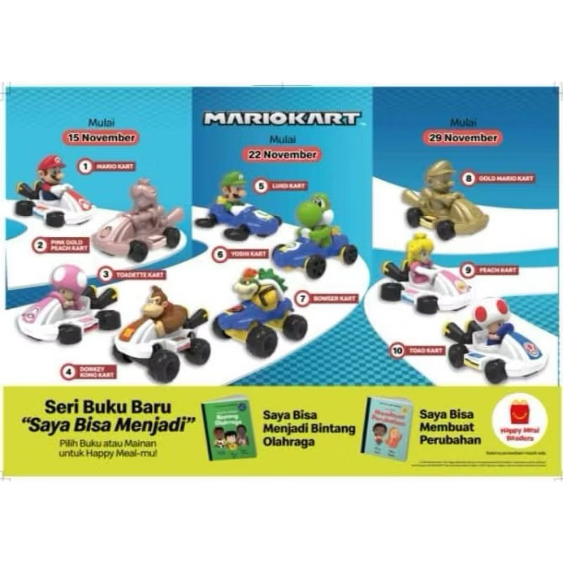 Happy Meal Mario Gold Toad Kart Toadette Princess Peaches Peach Pink Luigi Yugioh Yu Gi Oh Sanrio Ku