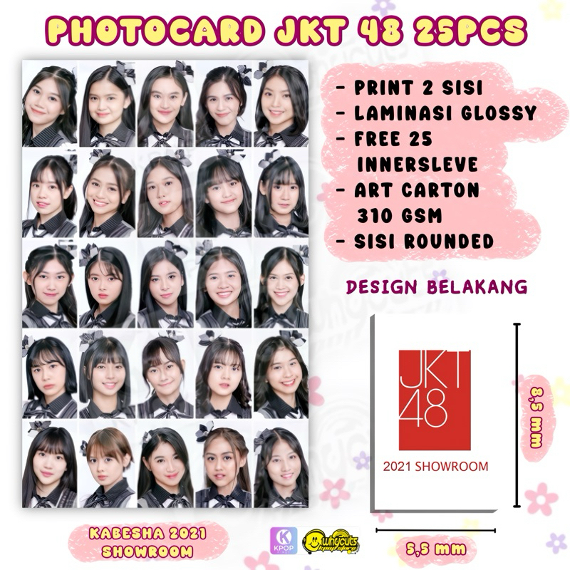 25PCS Photocard JKT48 Kabesha 2021 Showroom print 2 sisi laminasi glossy anti air tidak luntur dan t