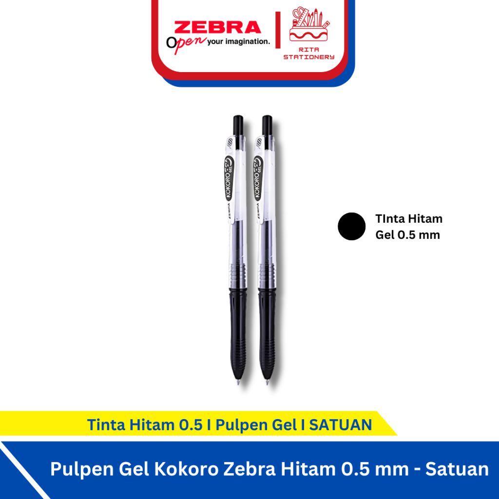 

Pulpen Gel Kokoro Zebra Hitam 0.5 mm - Satuan