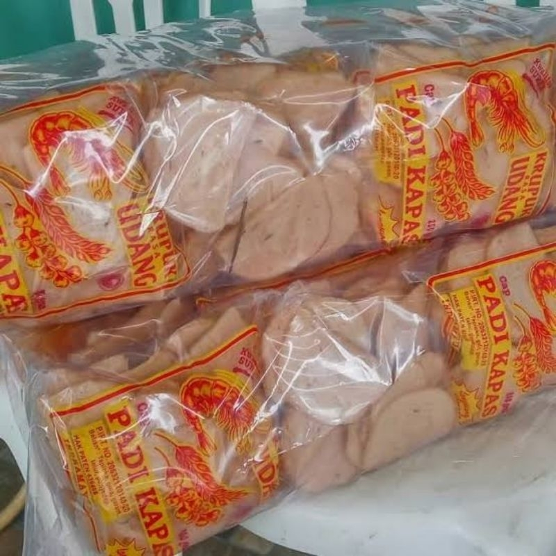 

1/2 bal isi 10 pak KRUPUK MENTAH UDANG CAP PADI KAPAS,KRUPUK RASA UDANG KHAS INDRAMAYU