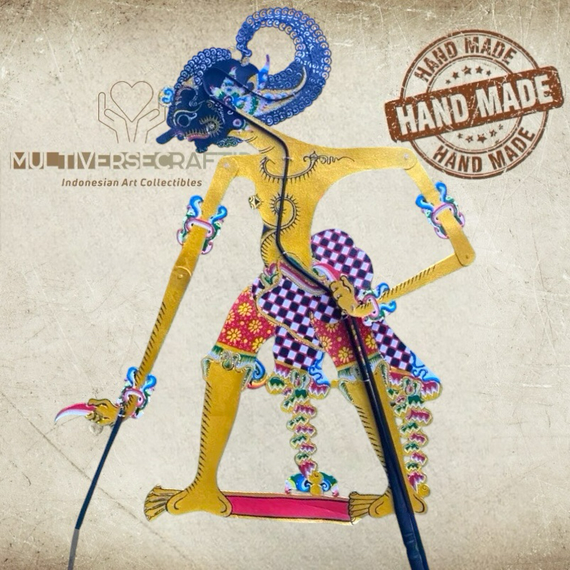 MULTIVERSECRAFTID Wayang Kulit Werkudara / Bima Wayang Kulit Asli Halus Ukuran 70cm
