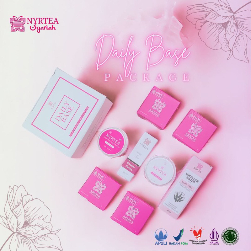 PAKET NYRTEA - 1 BOX DAILY BASE [PLUS PIN] Paket Lengkap Full Sabun, Feminine, Sunscreen, Night Crea