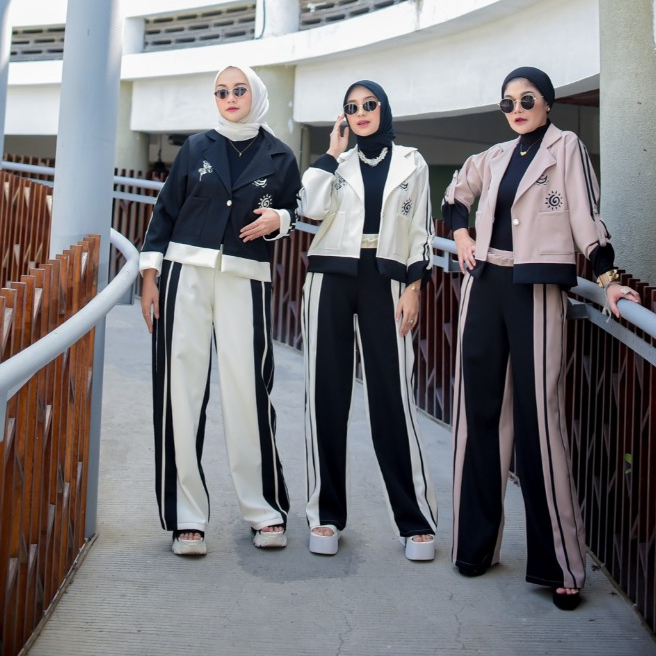 Numiaa Fashion Oneset blazer Serie - Damara Baju Wanita Muslim Setelan Celana Blazer dan Kemeja