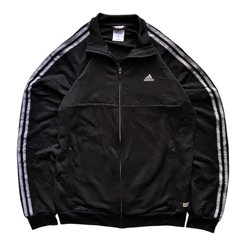 TRACKTOP ADIDAS BALOK HITAM LIST ABU