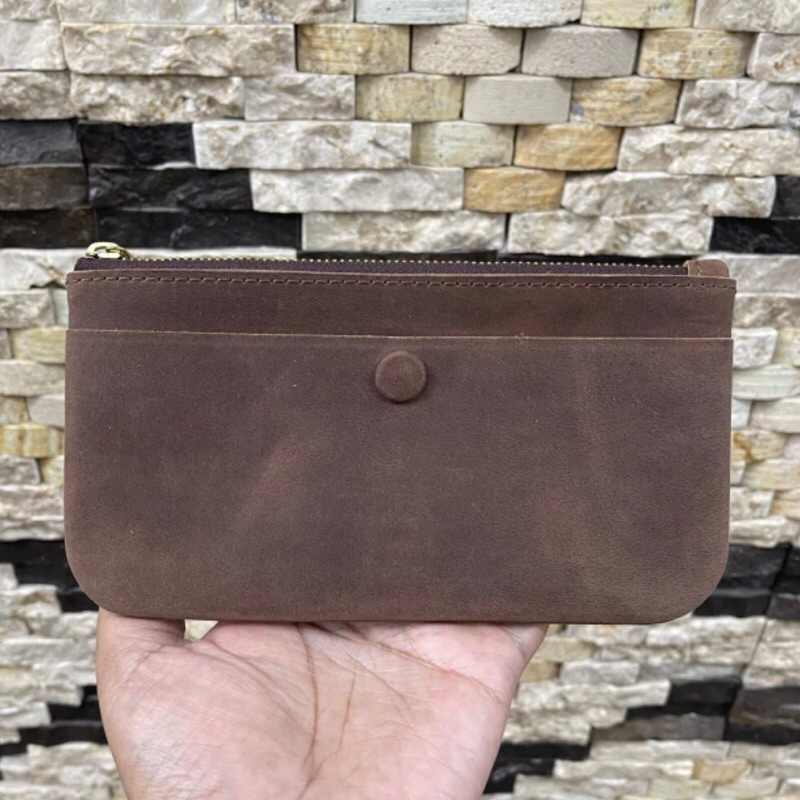 Dompet Wanita Kulit Asli Dompet Pasar Riyal Euro Dollar Uang Kertas Simpel