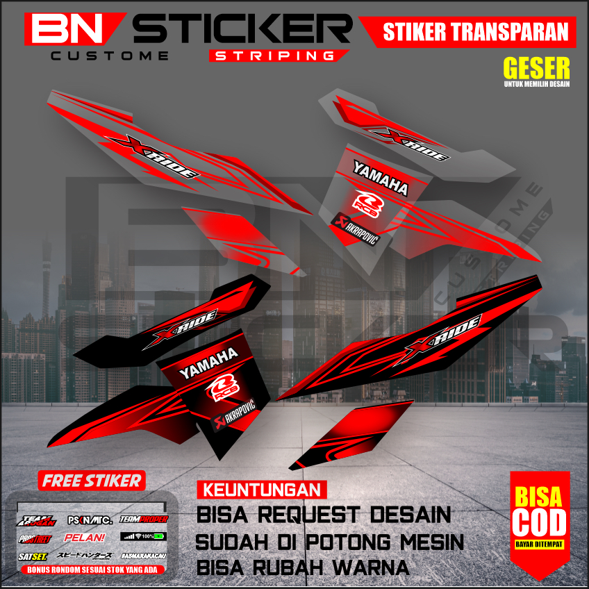 STRIPING YAMAHA X-RIDE 115 MINIMALIS TRANSPARAN VARIASI CUSTOM X-RIDE 115 VARIASI MOTIF SIMPLE RD-6