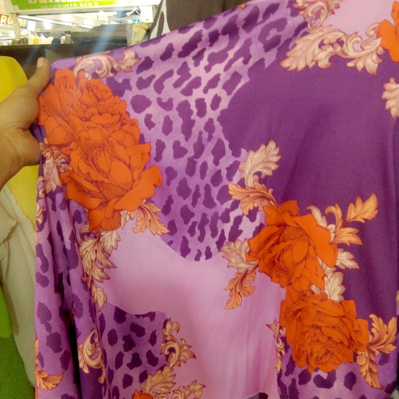 kain satin Velvet motif premium // kain satin silk motif premium // kain satin meteran // zkt