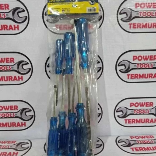 

JETJO Obeng Go Thru Set 7 Pcs Screwdriver Ketok Impact Getok Tembus (TEMBUS BIRU /701032)