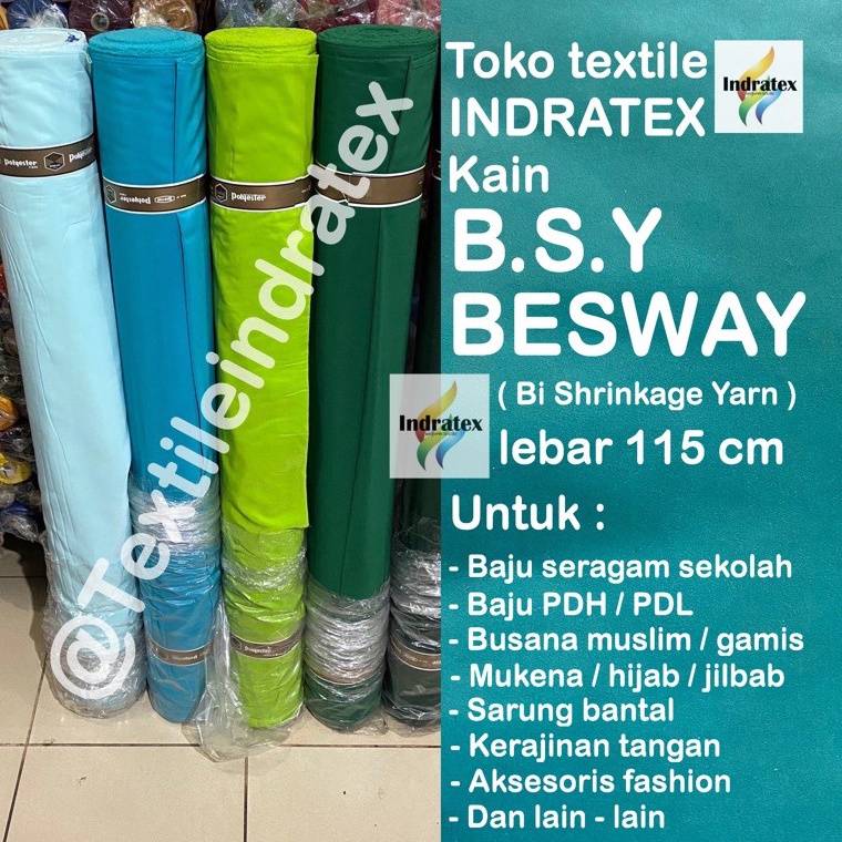 per setengah meter bahan gamis meteran kain BESWAY BSY TEBAL POLYESTER lebar 115 cm meteran bahan ba