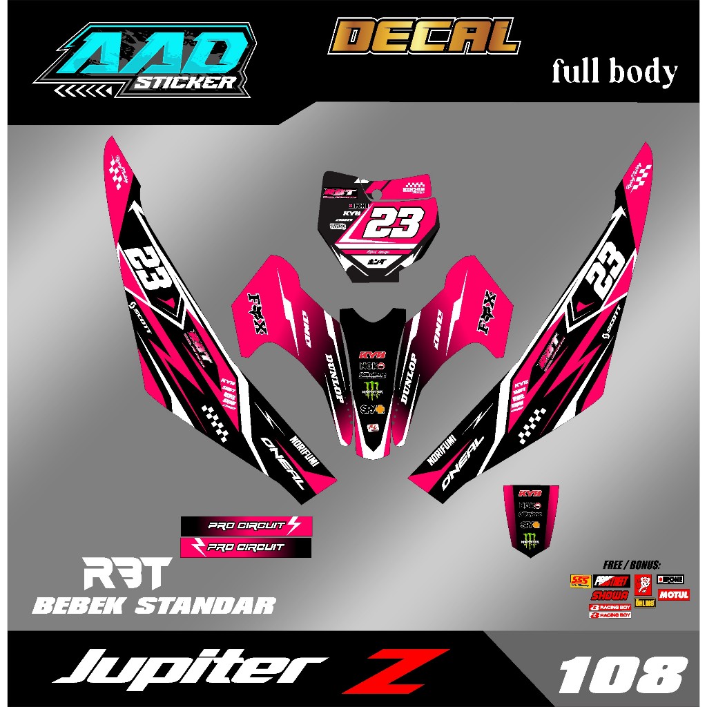 STICKER DECAL MOTOR RBT JUPITER Z FULL BODY RBT BEBEK MODIF SUPERMOTO RBT new terbaru RBT AAD VOL 10