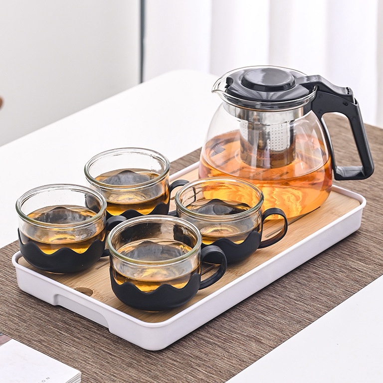 Terkini Grosir Teko Set Kaca Cangkir 4 In 1 Premium Kaca Tebal  Tea Pot Set 1 Teko 4 Cangkir Elegant