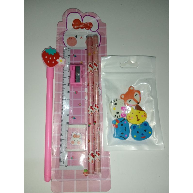 

paket alat tulis serba warna pink