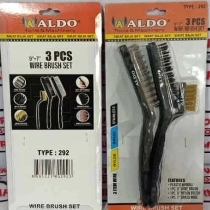 

SIKAT BAJA 3 PCS 9"+7" 292 / WIRE BRUSH SET / SIKAT KAWAT BAJA KUNINGAN / SIKAT PEMBERSIH KARAT MERK ALDO