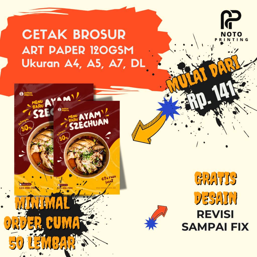 

CETAK BROSUR MURAH GRATIS DESAIN | BAHAN ART PAPER 120GSM A5, A6, 1/34, A7 | NP PRINTING