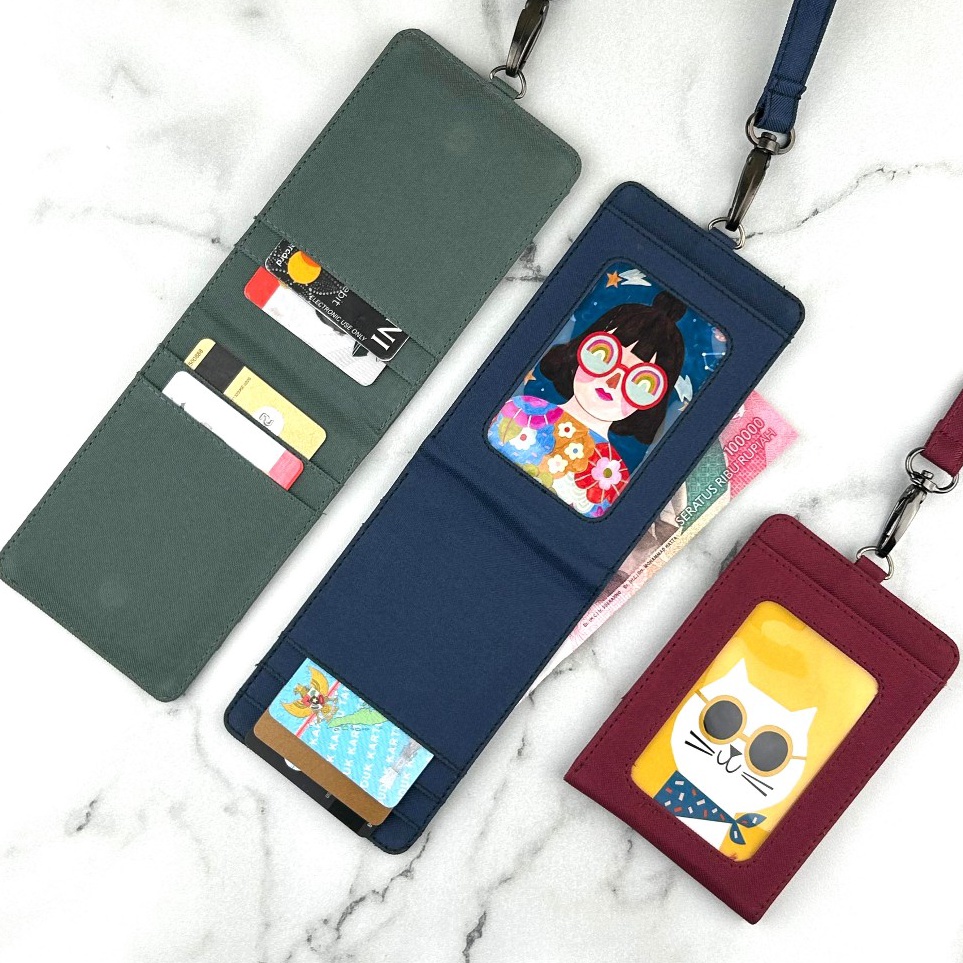 

Ready Banyak ID card holder hanging wallet name tag kartu dan slot uang lanyard magnet