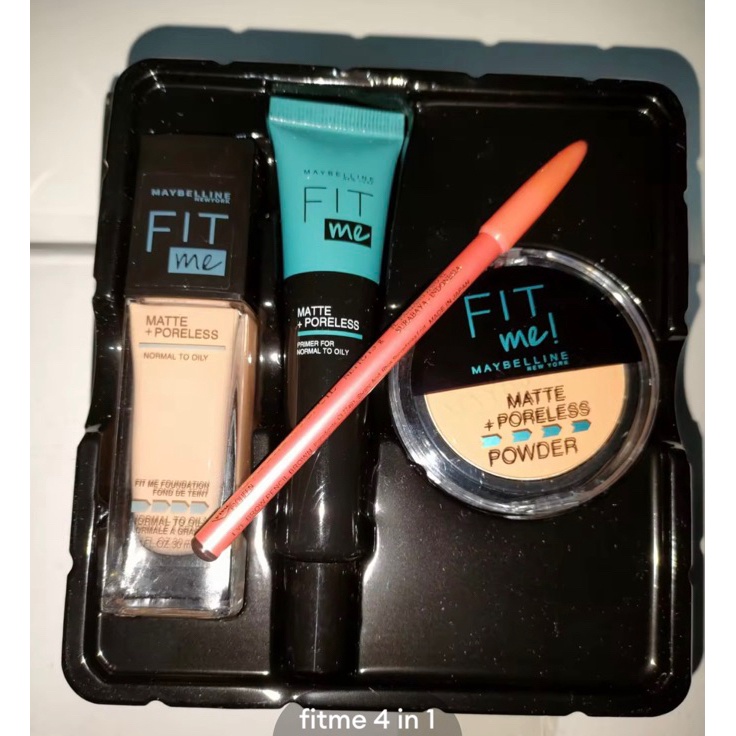 Penjualan Hemat  Paket Maybeline Fit me set Foundation 4 in 1  MakeUp Set 4 in 1  Foundation  Bedak 