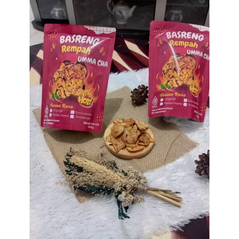 

Basreng Rempah Umma cha dengan bahan remah