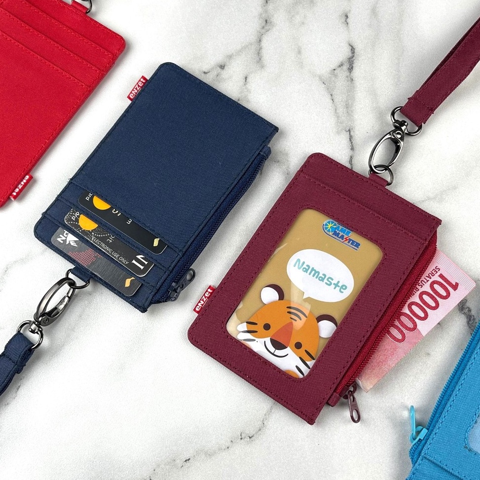

Produk Trending ID card holder hanging wallet name tag kartu lanyard zipper kain kanvas polos