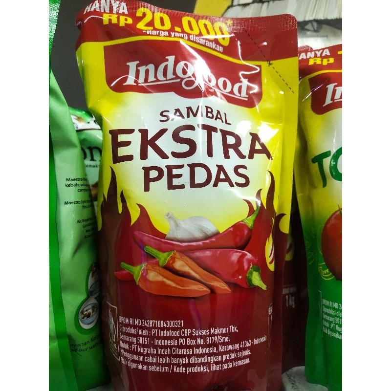 

Sambal Indofood Ekstra Pedas 1 kg // Indofood sambal ekstra pedas 1 kg
