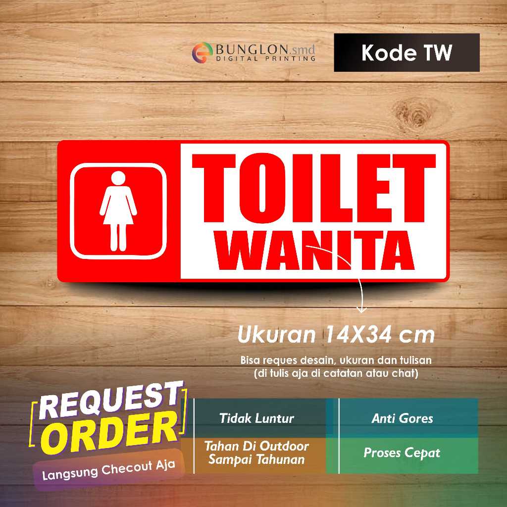 

STIKER TOILET WANITA + LAMINASI KODE TW MERAH PUTIH