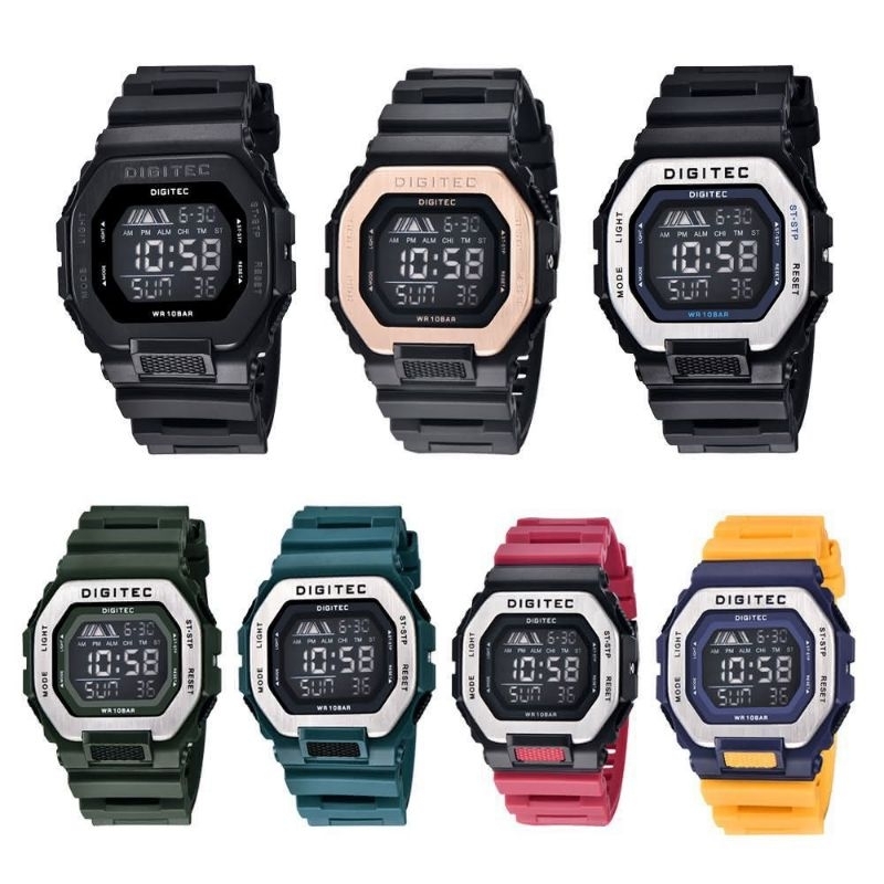Jam Tangan Pria Digital Merk Digitec DG-5050T Original 100% Include Box & Garansi Water Resistant 10