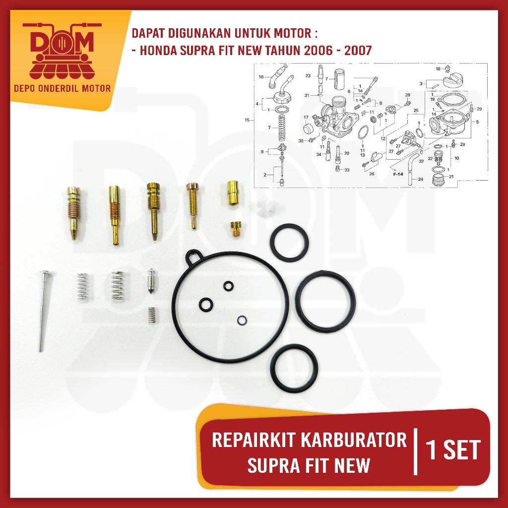 Repairkit Karburator Supra Fit New (TOKAIDO) Carburator Repair Kit Parkit Spuyer Karbu Assy Honda