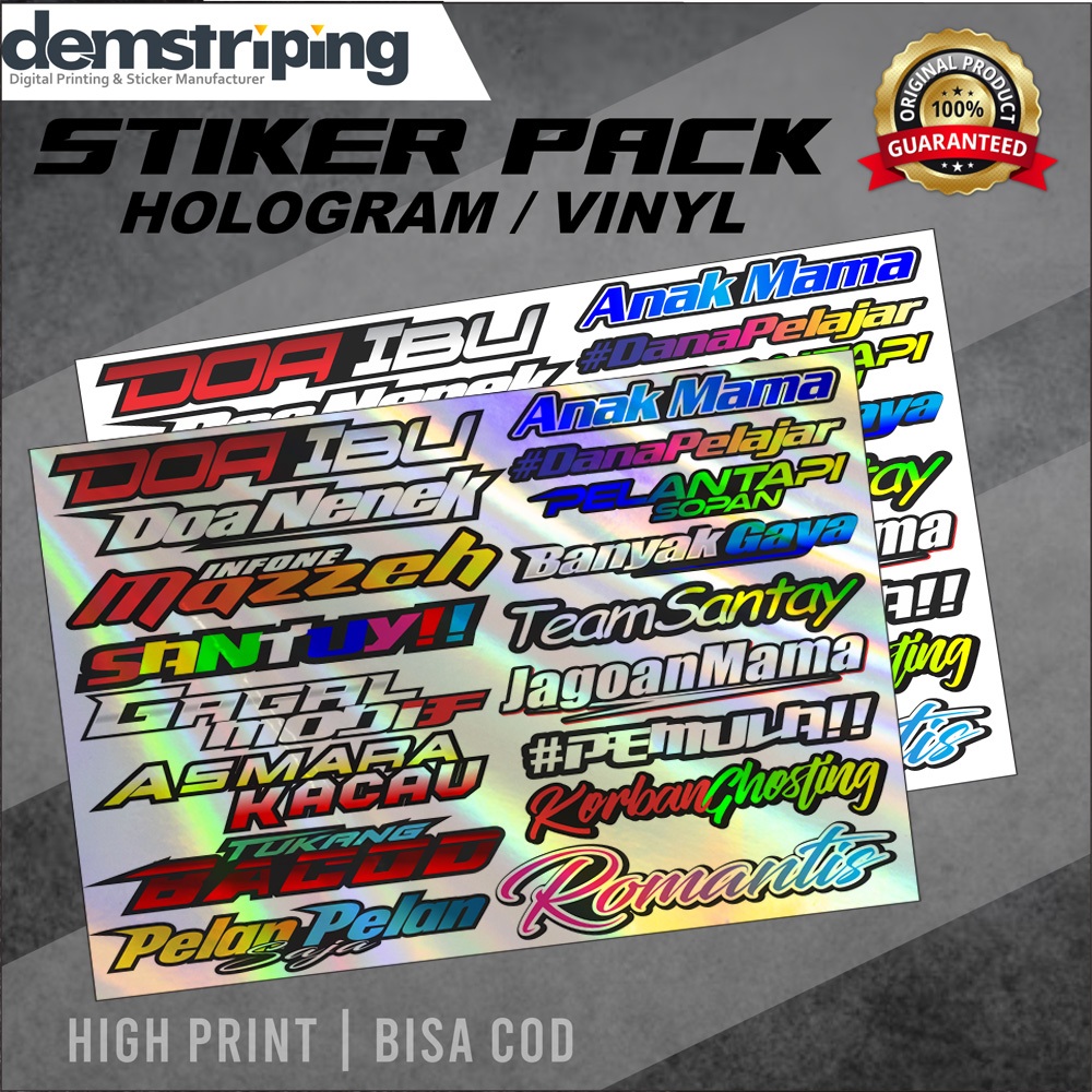 Stiker Kata Kata / Sticker Hitz / Sticker Viral / Stiker Bengkel / Sticker Racing / Sticker Hologram