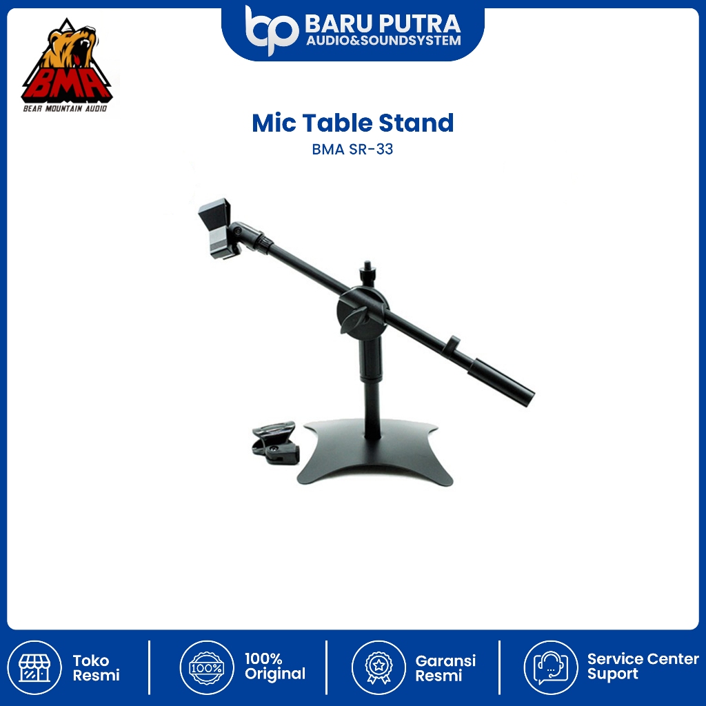 Stand Mic Meja BMA SR-33 / Microphone Table Stand Pendek Podium Desk SR 33