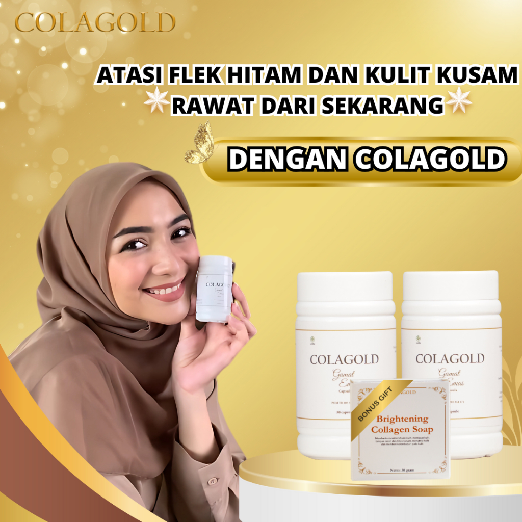 Colagold Kapsul Kolagen Bantu Mencerahkan dan Menghilangkan Flek Hitam BPOM dan Halal | Kapsul Atasi