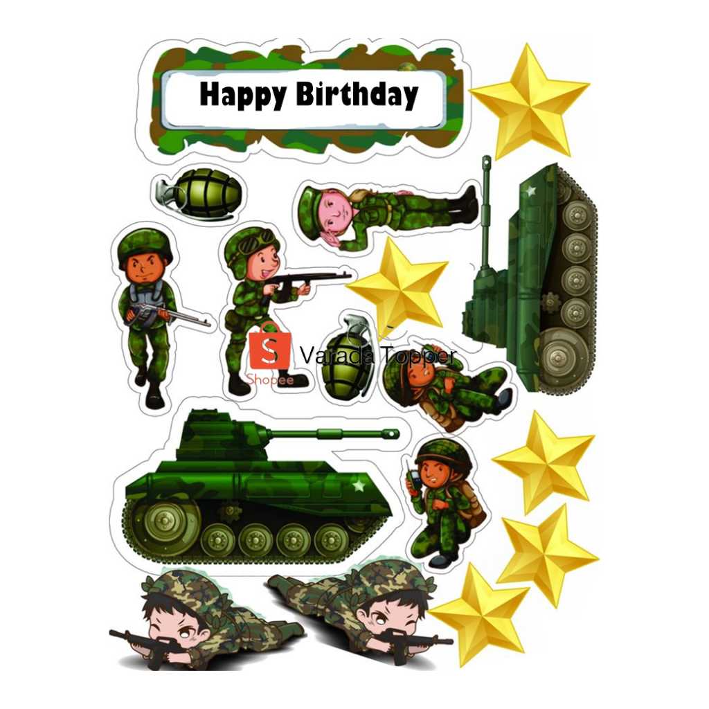 TENTARA ARMY/Topper TENTARA Custom Nama/Hiasan Cake Birthday TENTARA