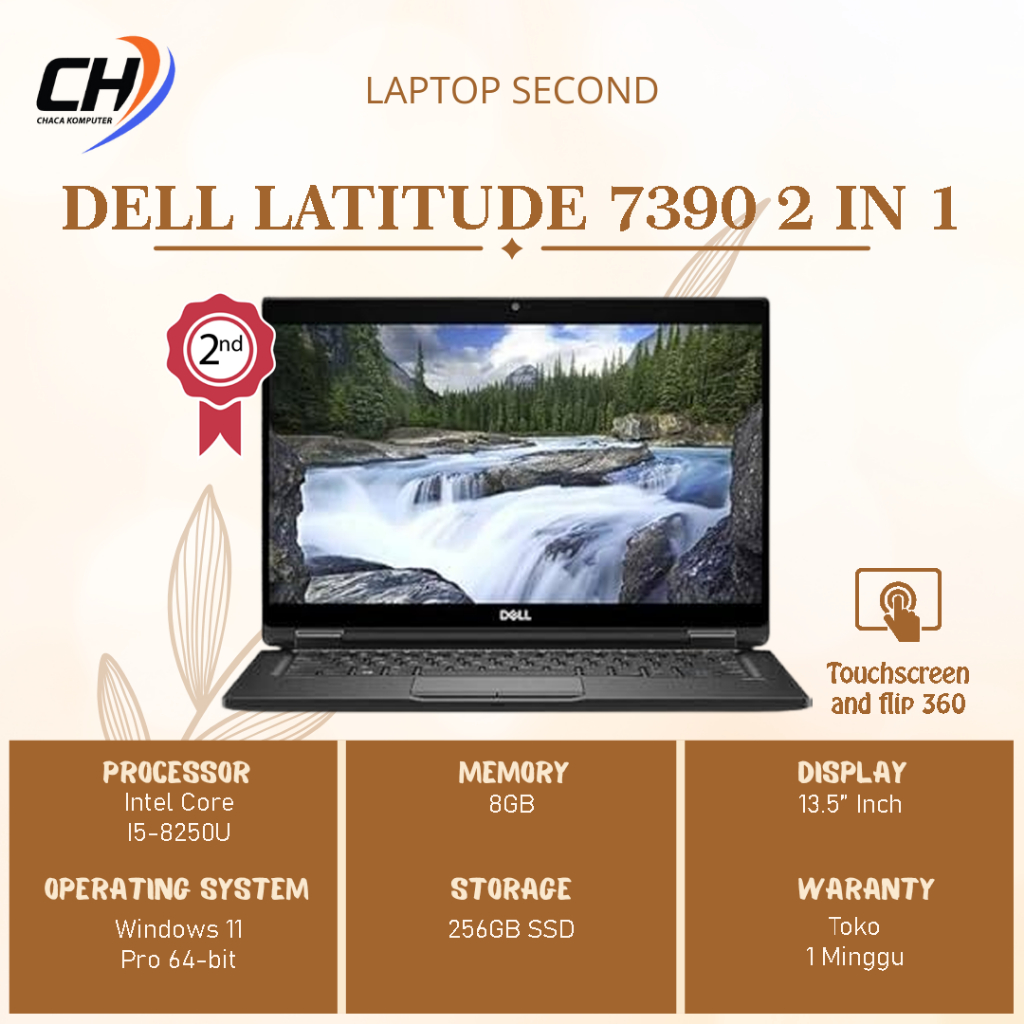 Laptop DELL Latitude 7390 2 in 1 Touchscreen Second - RAM 8GB SSD 256GB