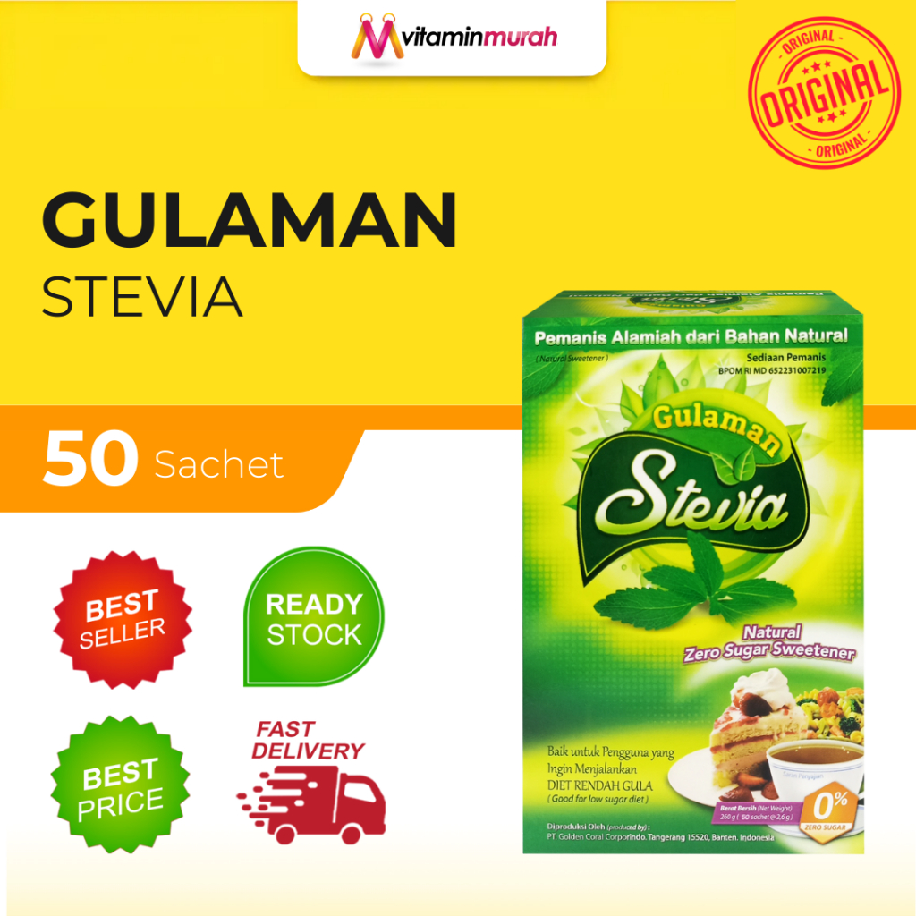 

GULAMAN STEVIA PEMANIS ALAMIAH DARI BAHAN NATURAL 1 BOX ISI 50 SACHET