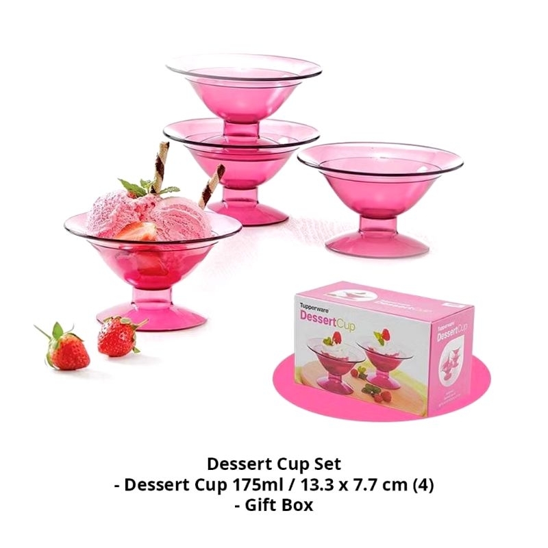 Tupperware Desert Cup 4pcs Set Wadah Ice Cream Salad Camilan Snack
