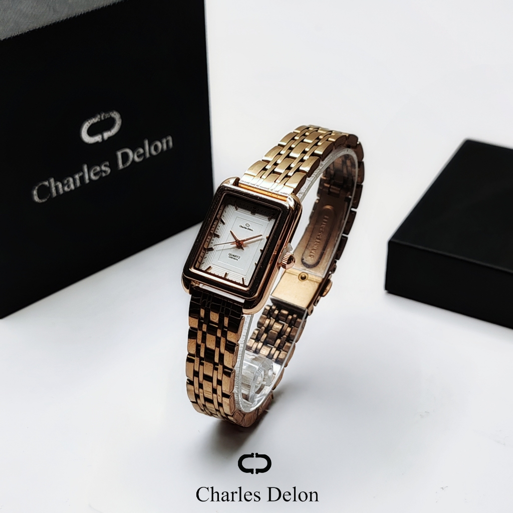Jam Tangan Wanita Watch Rantai Anti Air Box Original Charles Delon CDW 7601
