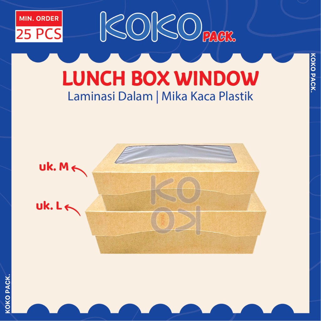 

Paper Lunch Box Window uk. M & L Bahan Kraft Laminasi Dalam | Kotak Makanan Box Take Away Catering
